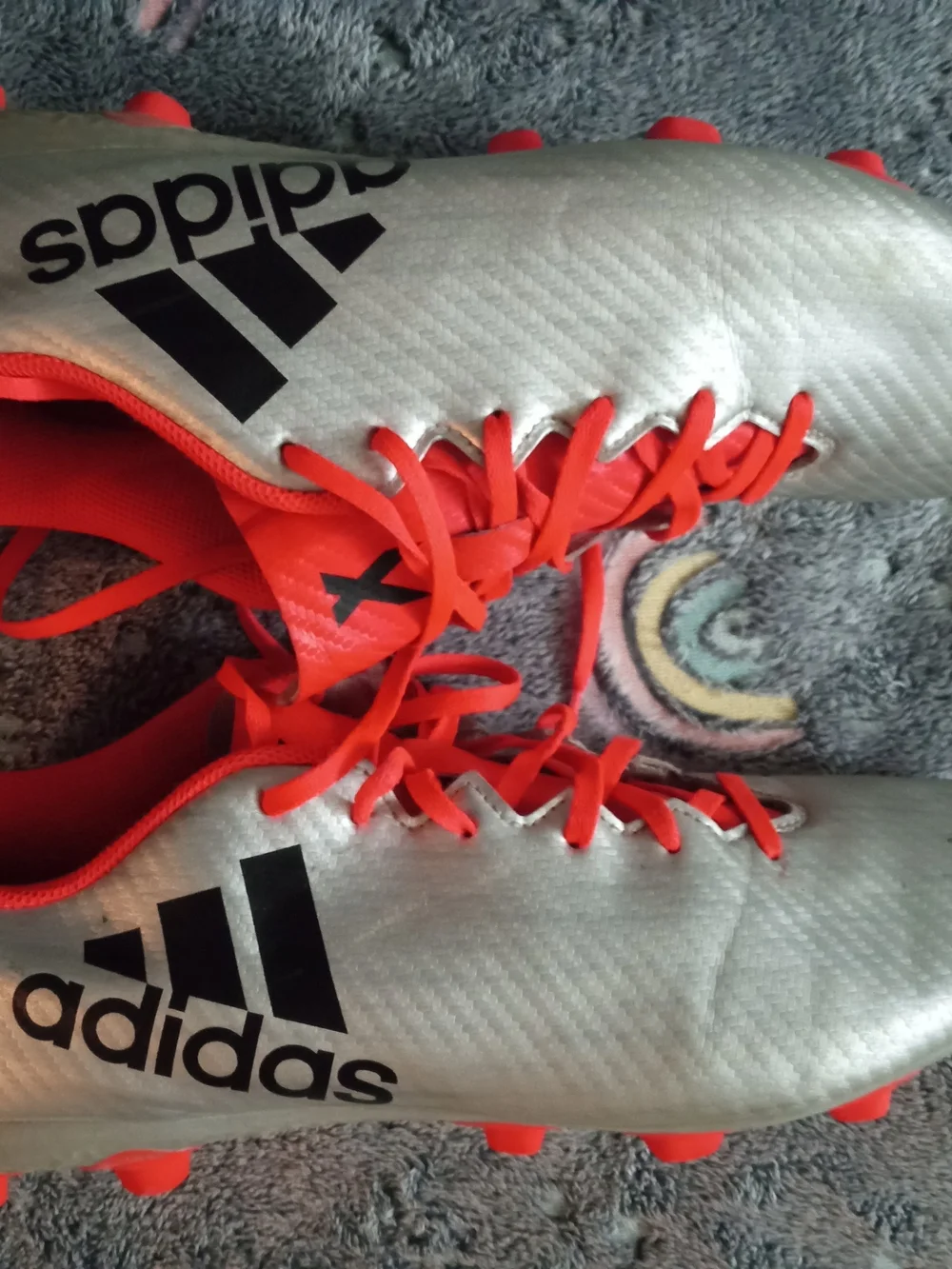 Adidas X Men's Soccer Cleats - Silver with Red - Picture 7 of 7